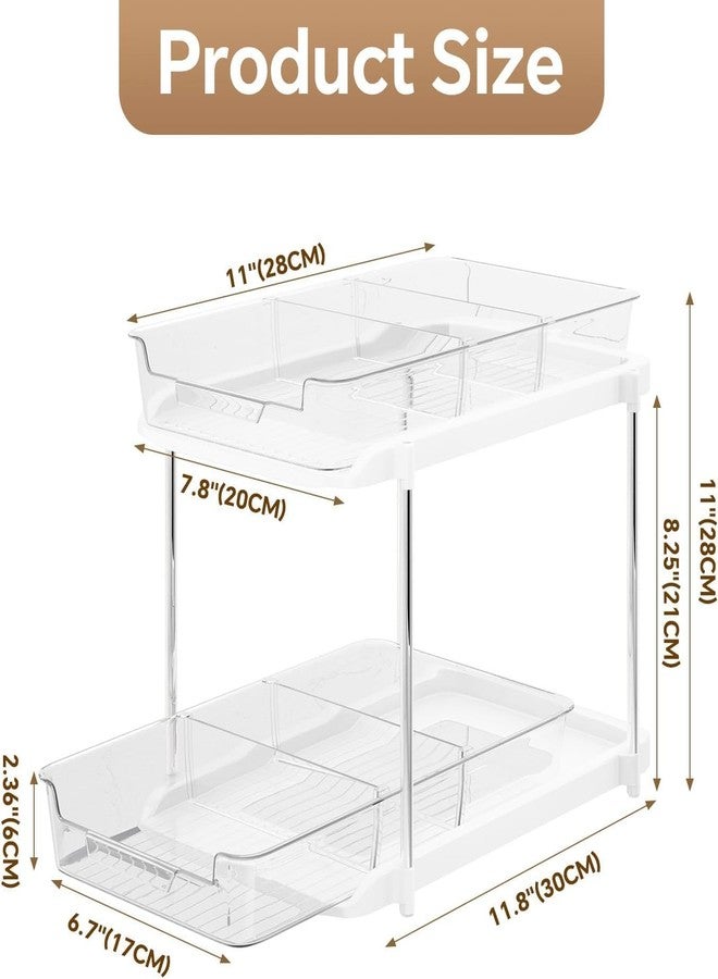 VHG 2 Sets Clear Under Sink Organizers and Storage, Bathroom Cabinet Organizer with Dividers, 2-Tier Stackable Pull Out Cabinet Organizer for Kitchen Pantry, Slide Out Medicine Organization Shelves Bins - Image 2